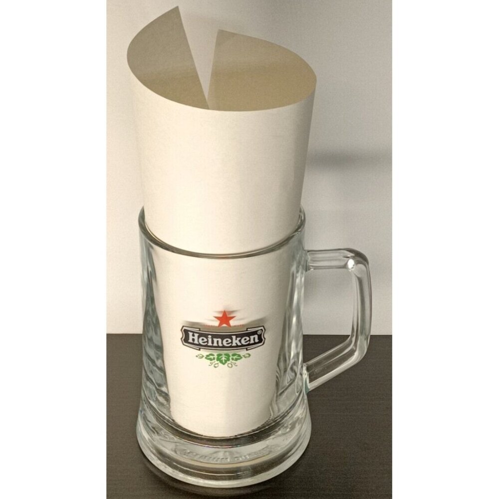 HEINEKEN GLASS BEER STEIN 0.5L Liter HEAVY GLASS, 6” Tall